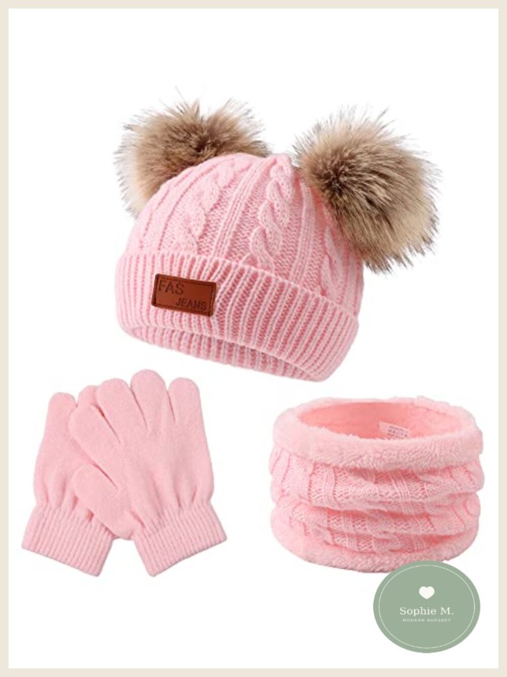 Kids Winter Beanie Scarf Gloves Set Knit Warm Toddler Cold Weather 1-8Y
